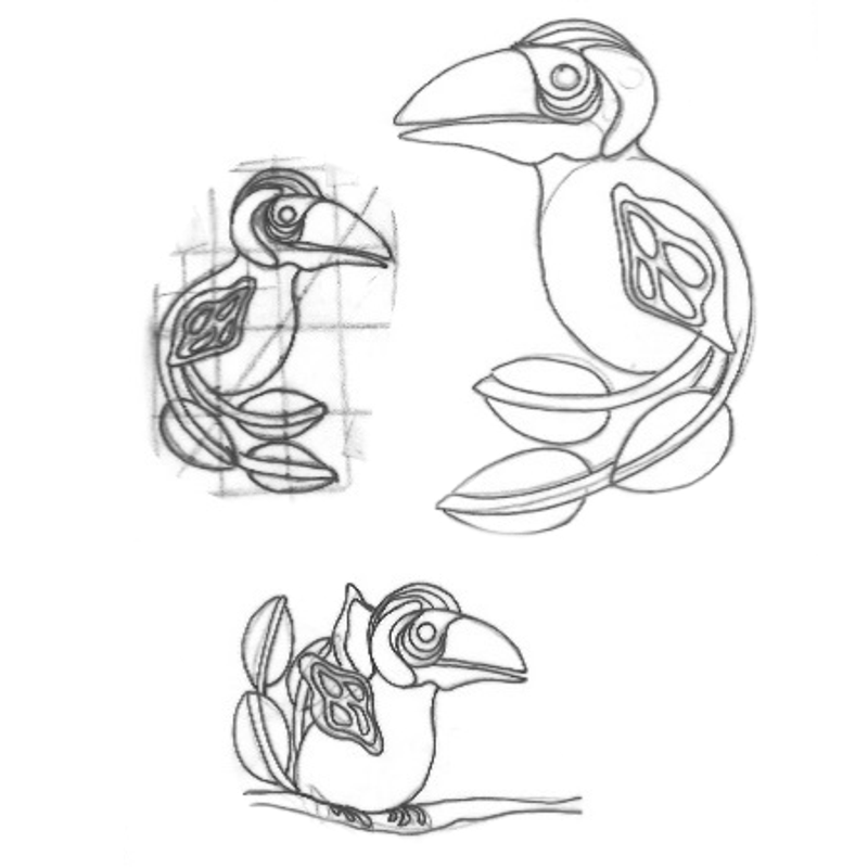 Picture of a jewellery sketching inspired by birds