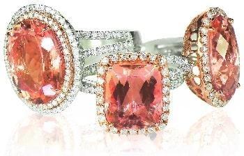 Picture of a stunning digitally designed jewellery with 3 large pink gems