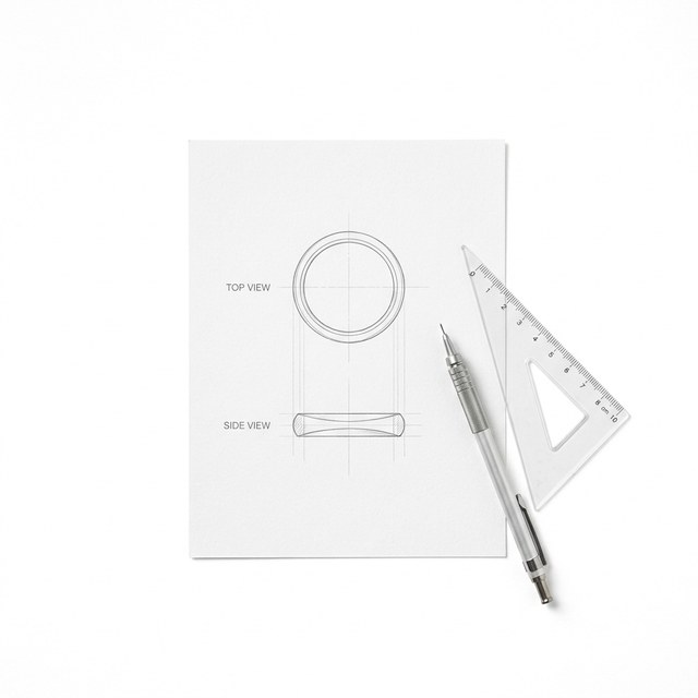 From Top View to Side View: How a Ring Drawing Takes Shape