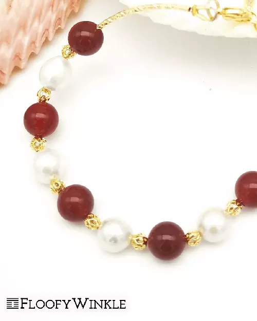 Image of sky's white pearl bracelet