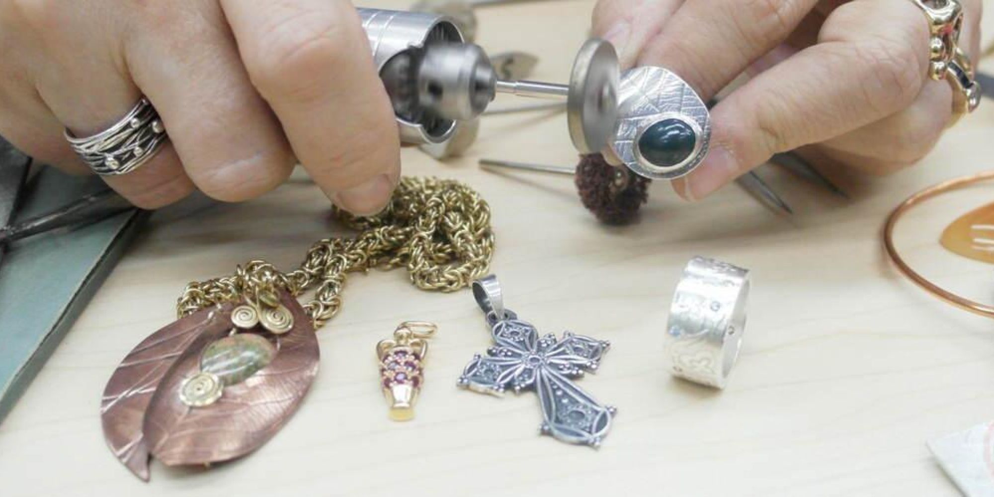 Metalsmithing jewellery making samples